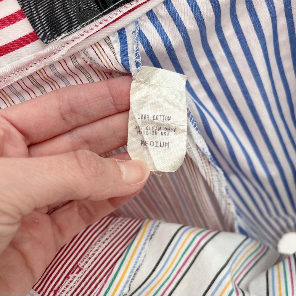 Vintage Times Seven 7 Todd Oldham patchwork shorts tie waist M stripes rare - Picture 9 of 15
